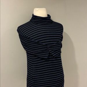 Talbots Black and Blue Striped Cowl Turtleneck NWOT